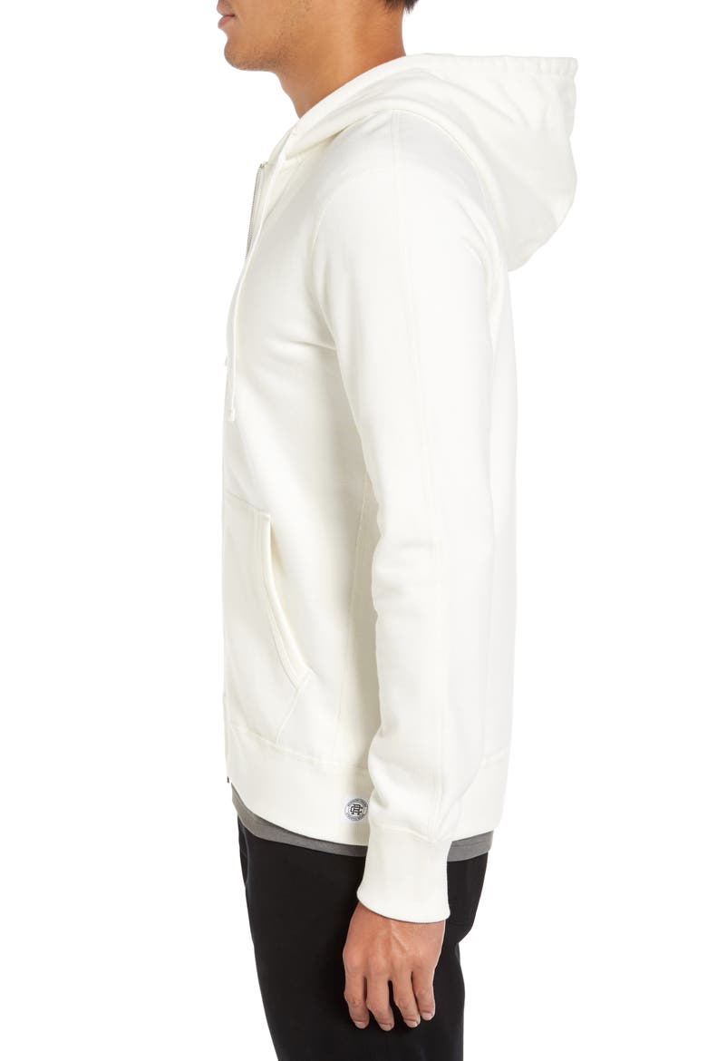 Midweight Terry Slim Zip Hoodie, Alternate, color, WINTER WHITE