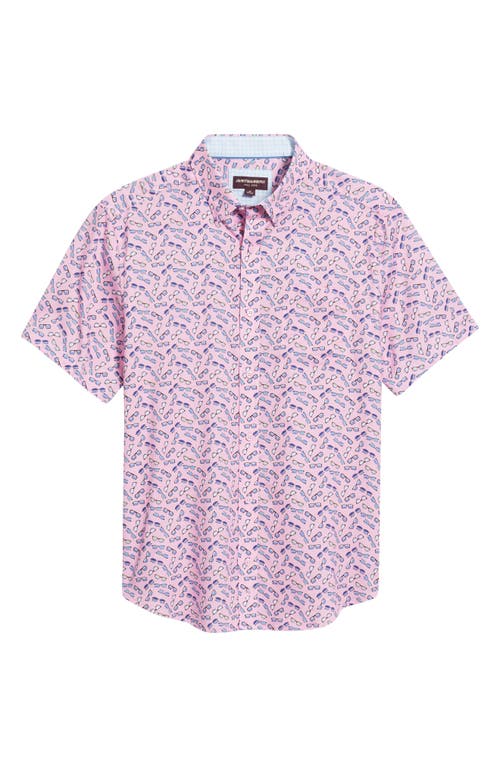 Johnston & Murphy Sunglasses Print Short Sleeve Button-down Shirt In Pink