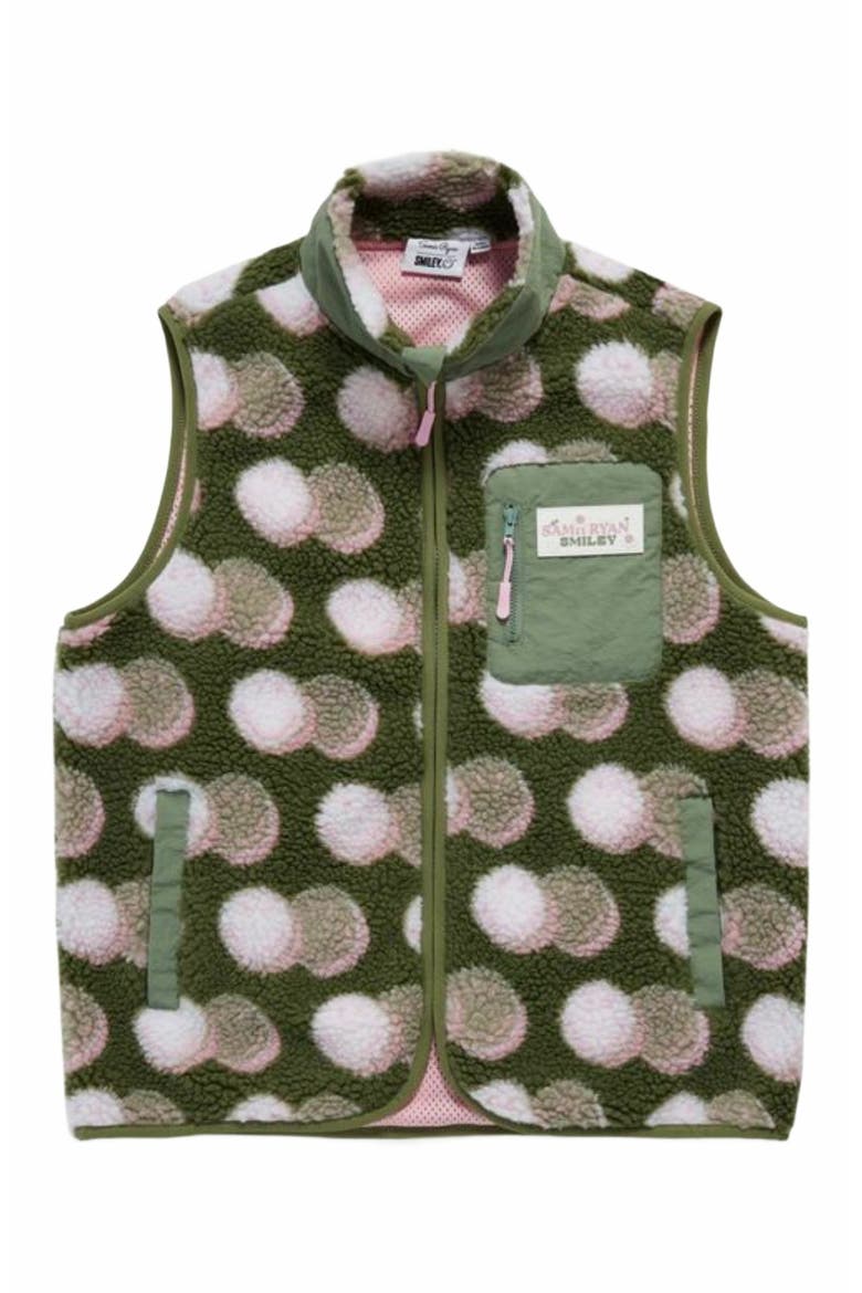 JACQUARD faux shearling VEST, Alternate, color, GREEN