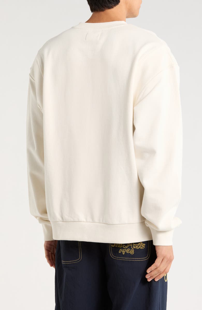 HONOR THE GIFT Track Crew Cotton Graphic Sweatshirt, Alternate, color, Bone