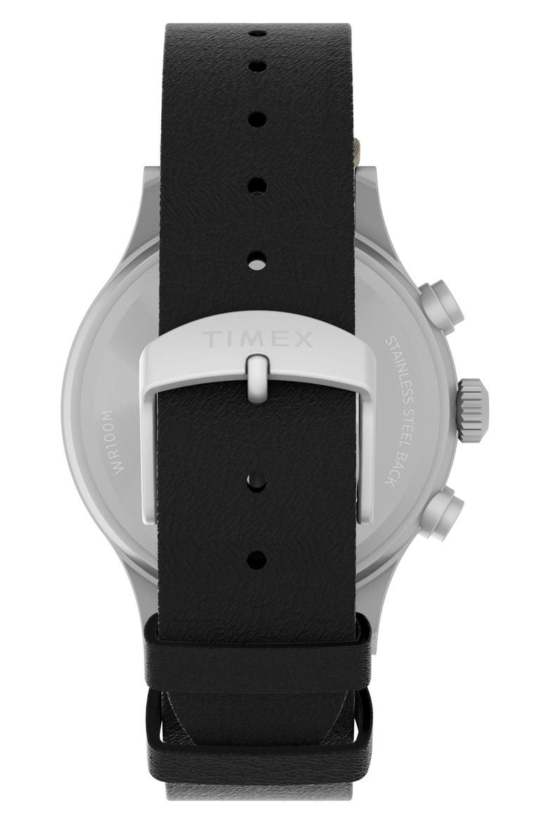 Expedition Sierra Chronograph Leather Strap Watch, Alternate, color, BLACK