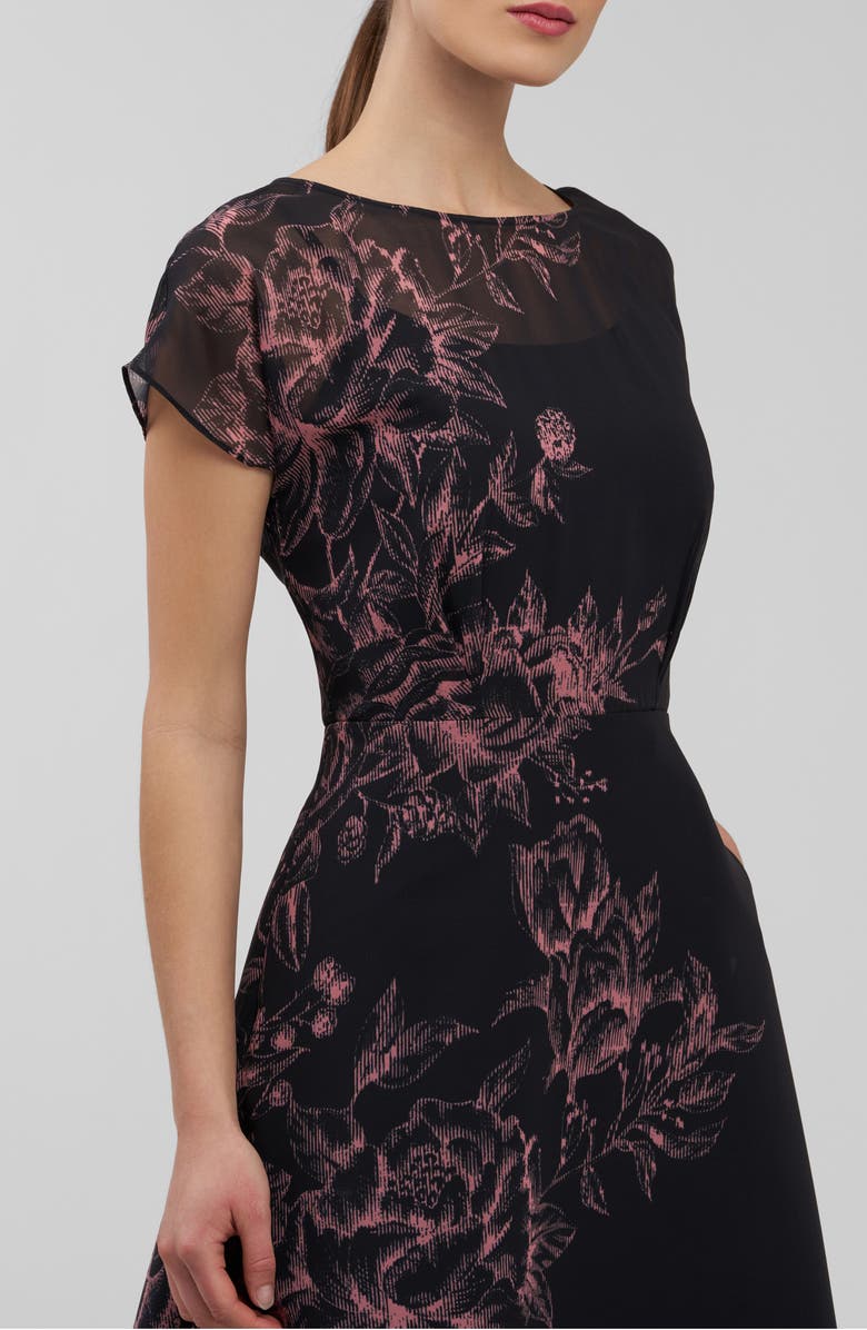 Kay Unger Mariellla Floral Cocktail Dress, Alternate, color, Carbon Multi