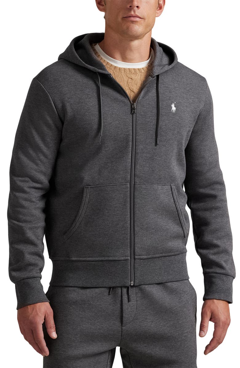 Polo Ralph Lauren Double Knit Zip-Up Hoodie, Main, color, Barclay Heather