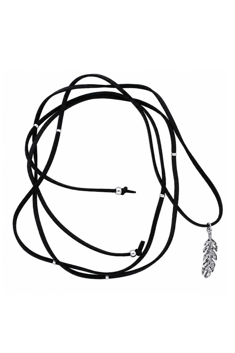 Feather Choker Necklace, Main, color, BURNISHED SILVER / BLACK