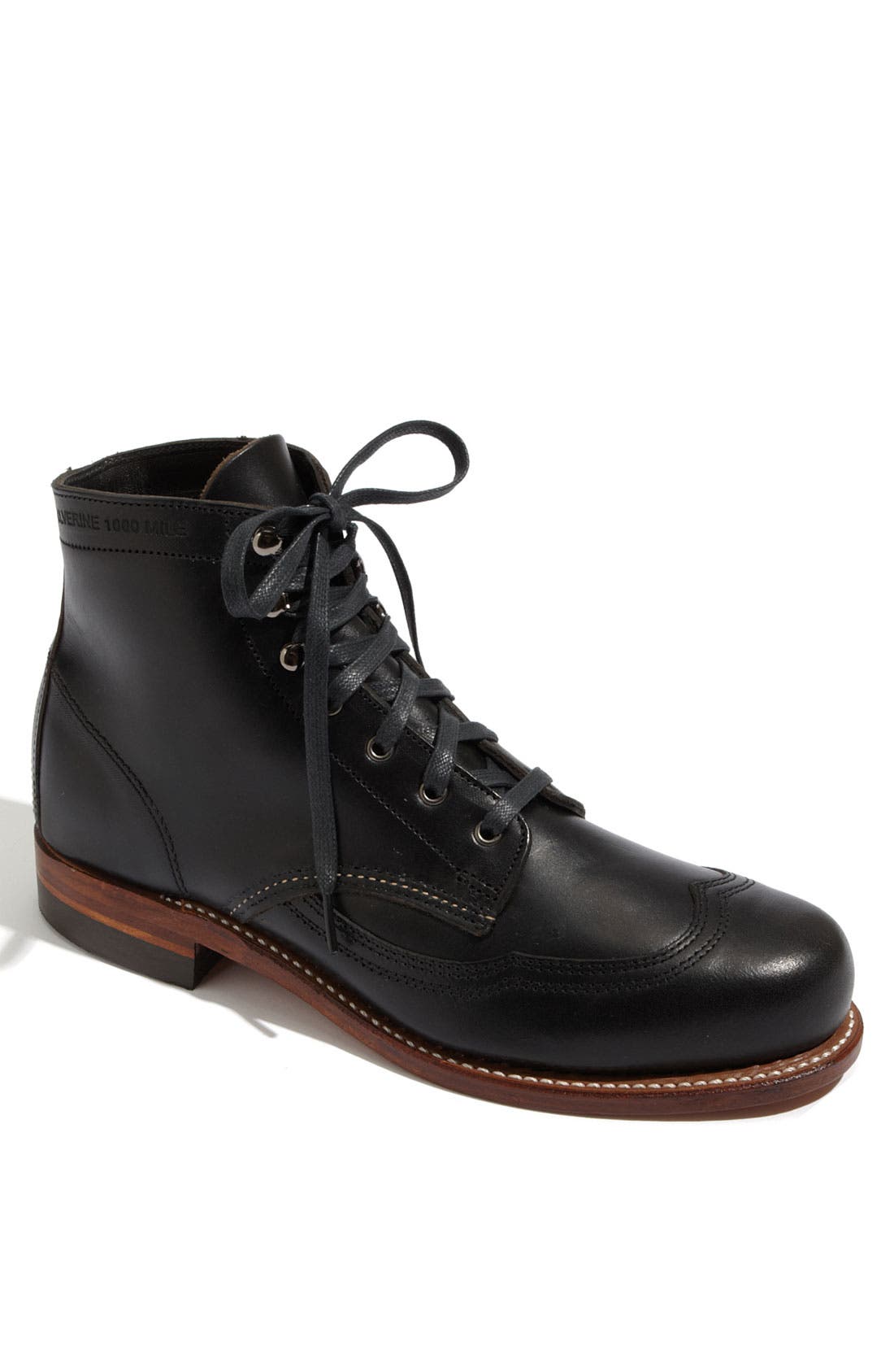 '1000 Mile - Addison' Wingtip Boot, Main, color, BLACK