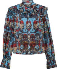 ALICE + OLIVIA Bernice Print Ruffle Top