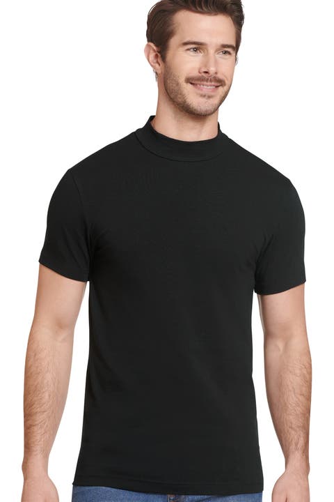 Men's Cotton Stretch Mock Neck Tee