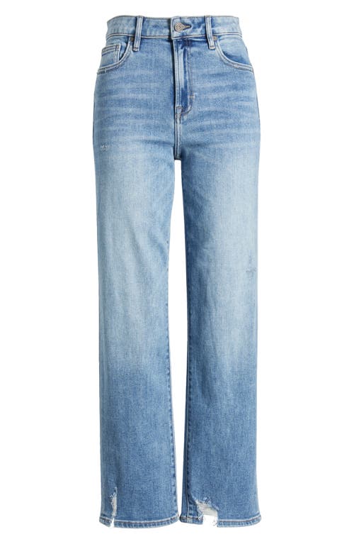 Hidden Jeans Frayed Hem Straight Leg Jeans In Med Wash