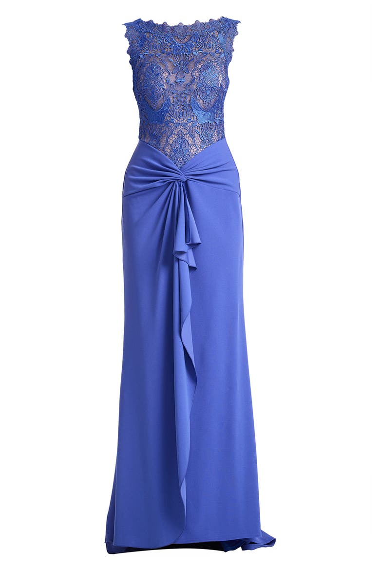 Lace Bodice Twist Front Gown, Alternate, color, BLUE IRIS