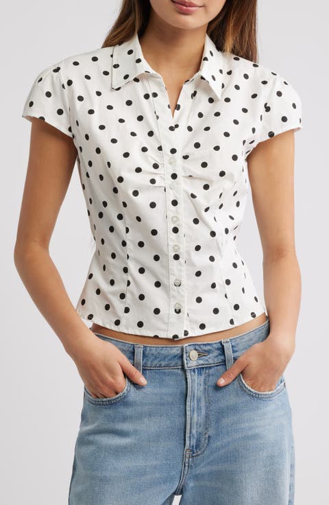 Audrey Polka Dot Button-Up Top