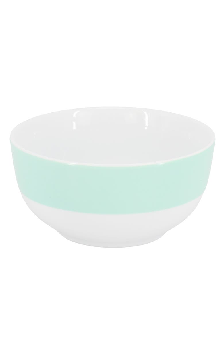 MARTHA STEWART 12 Piece Banded Fine Ceramic Dinnerware Set, Alternate, color, Baby Blue