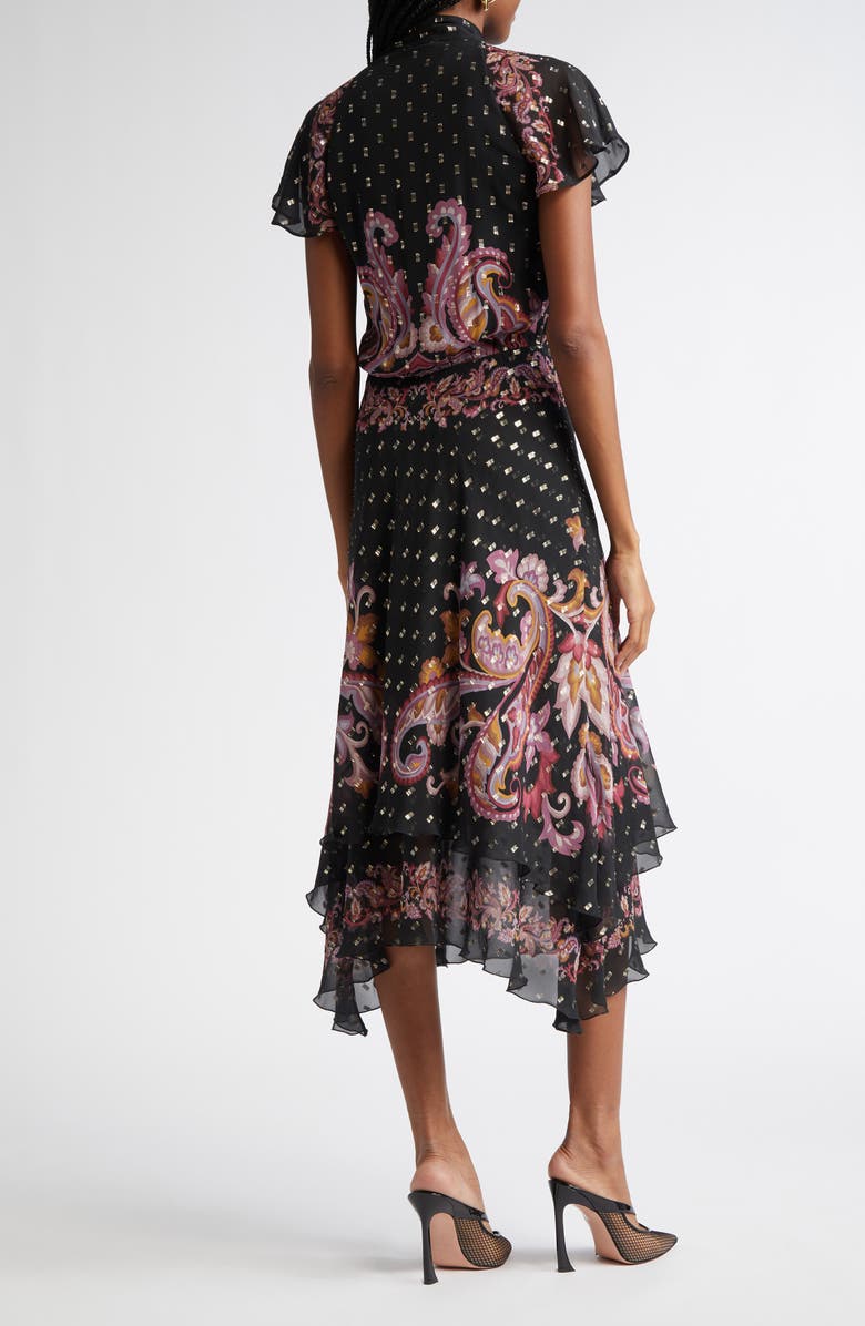 Etro Paisley Metallic Fil Coupé Dress, Alternate, color,