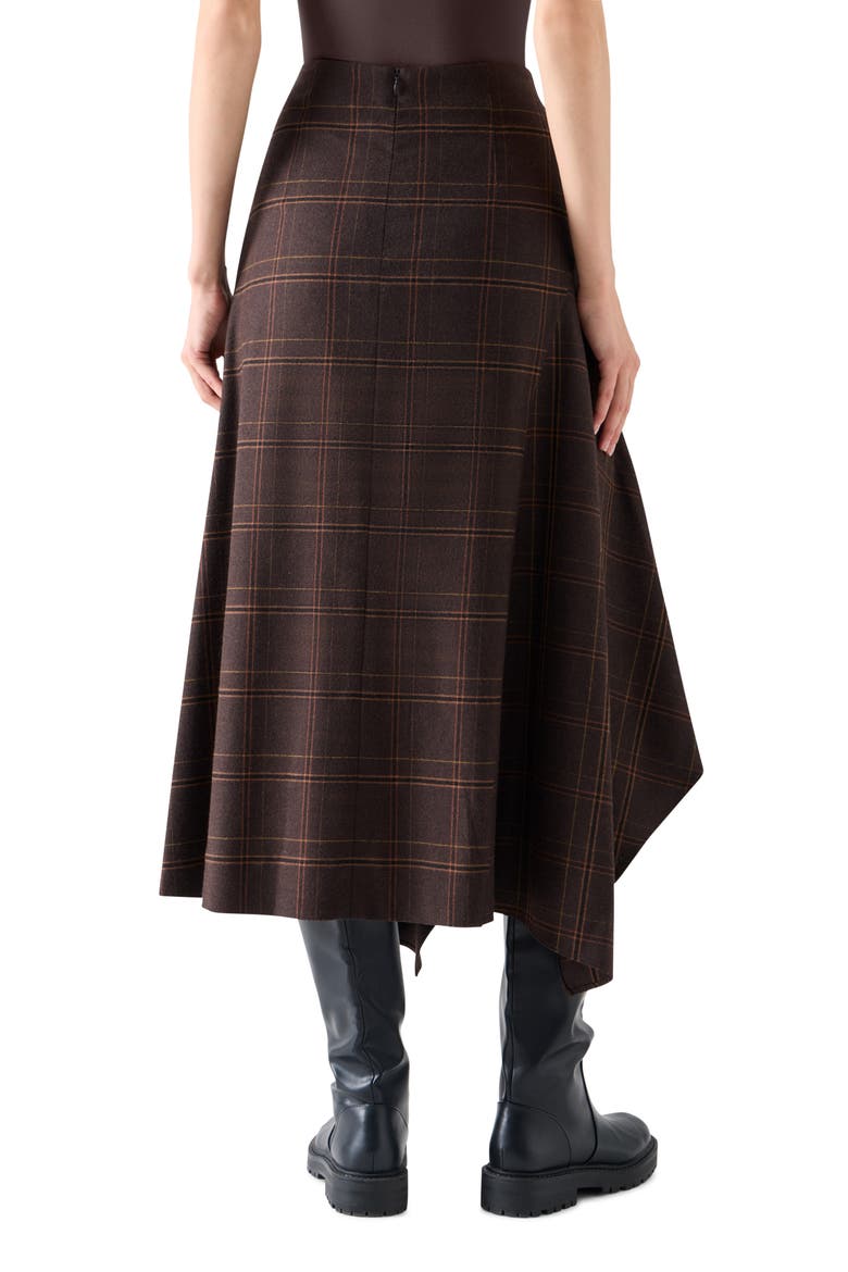 Blanket Check Handkerchief Skirt, Alternate, color, ESPRESSO-CARAMEL