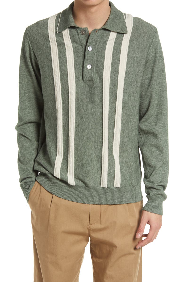 Wood Wood Cooper Stripe Merino Wool Polo Sweater, Main, color, 