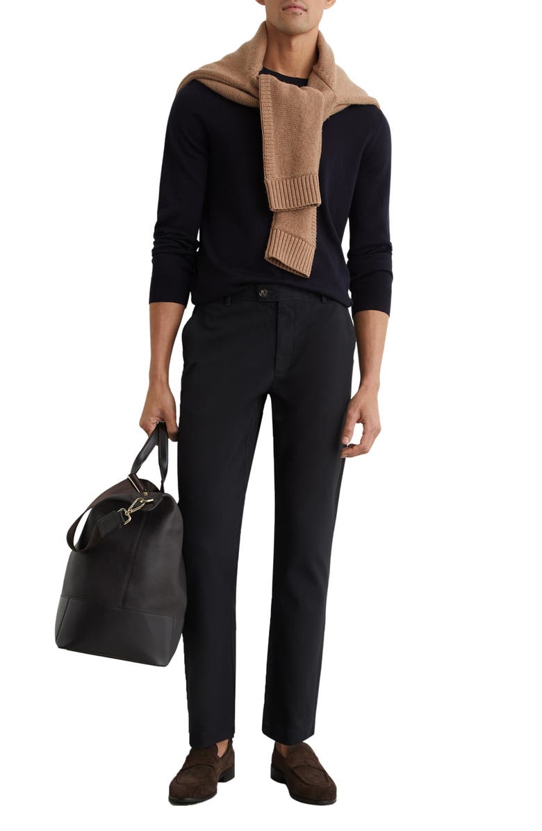 Reiss Dobby Slim Fit Cotton Piqué Chinos, Alternate, color, Navy