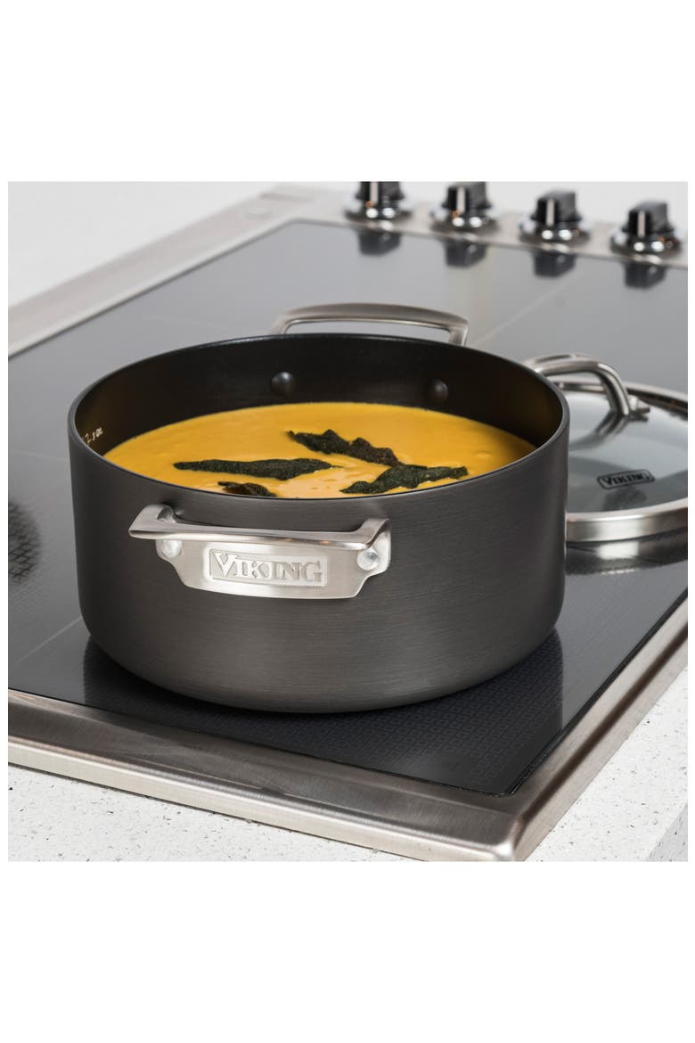 4-Quart Hard Anodized Nonstick Soup Pot with Lid, Alternate, color, DARK GREY