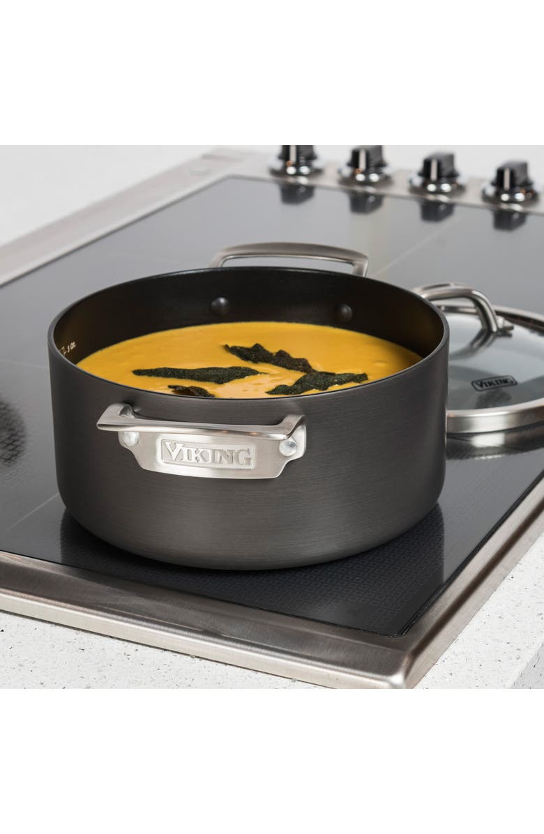 Viking 4-Quart Hard Anodized Nonstick Soup Pot with Lid, Alternate, color, Dark Grey