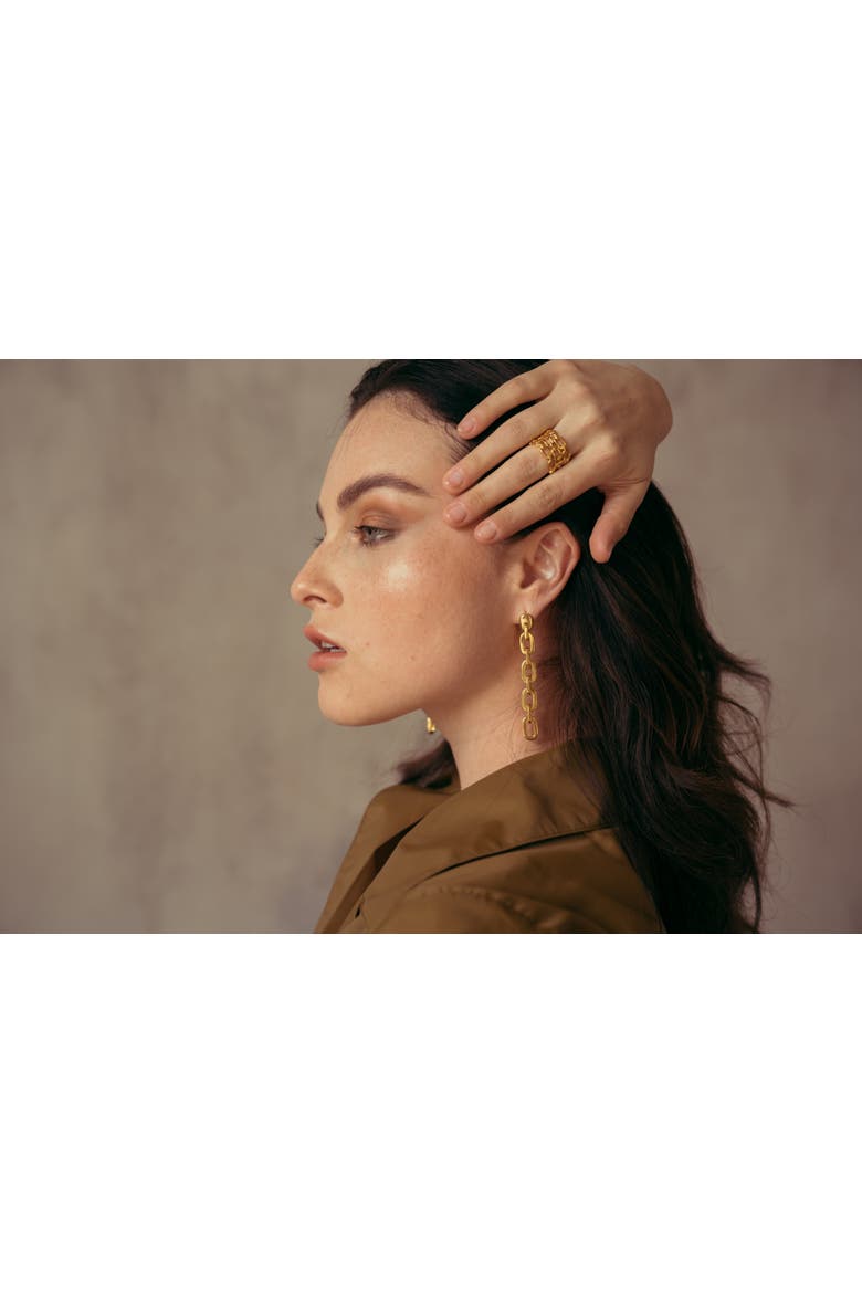 Solea Link Drop Earrings, Alternate, color, Yellow Gold