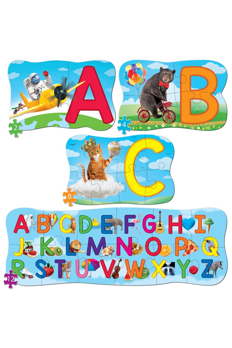 ABC's Educational 4-Pack Jigsaw Puzzles, Alternate, color, Multicolor