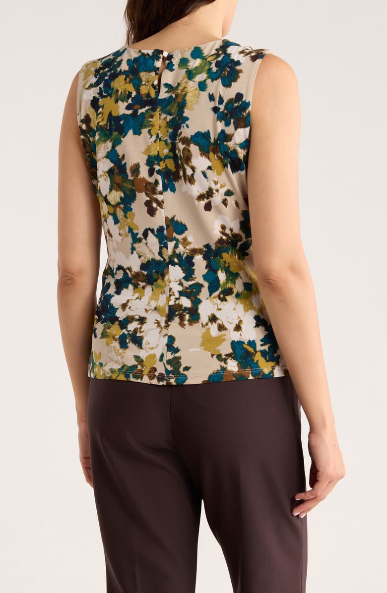 Calvin Klein Pleated Neck Sleeveless Top, Alternate, color, Latte Multi
