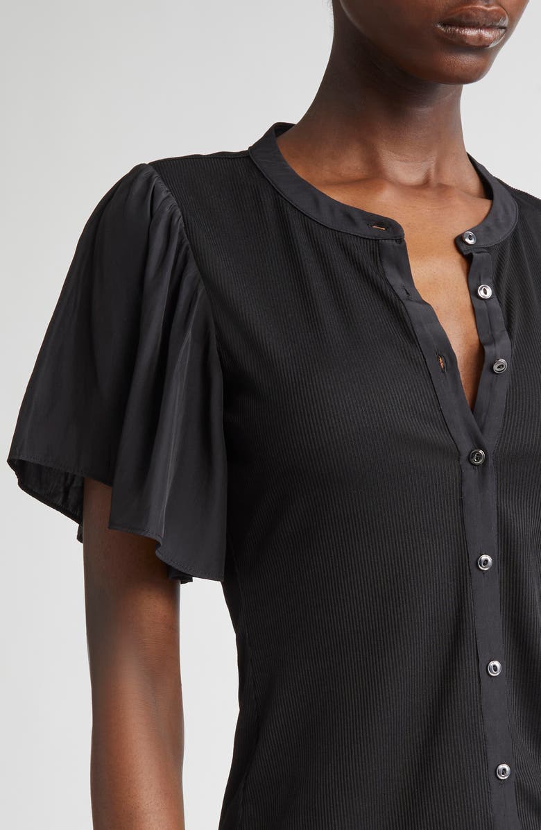 Ramy Brook Colette Mixed Media Flutter Sleeve Top, Alternate, color, 