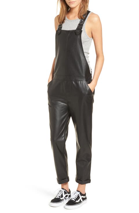 Faux Leather Overalls