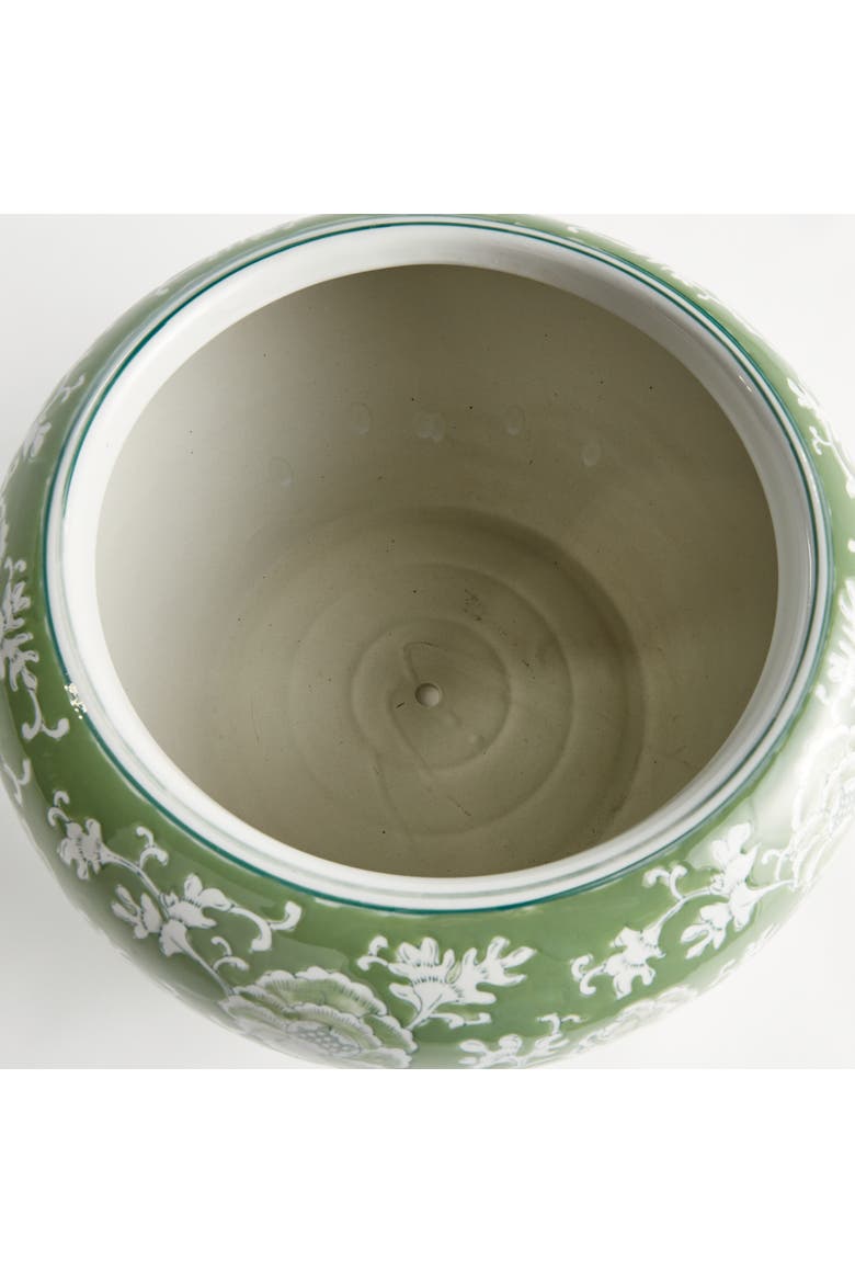 Green & White Chinoiserie Large Imperial Lotus Planter, Alternate, color, Green