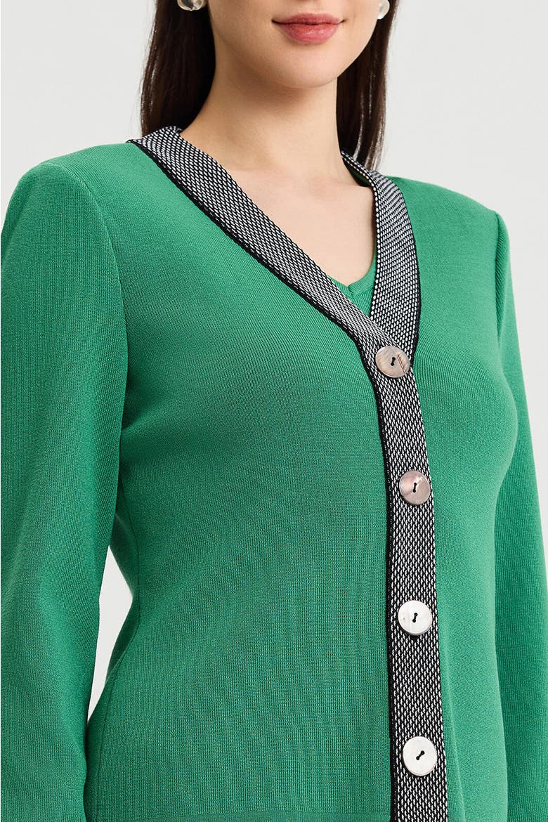 Family Savvy Contrast Trim Soft Knit Cardigan, Alternate, color, Kelly Green