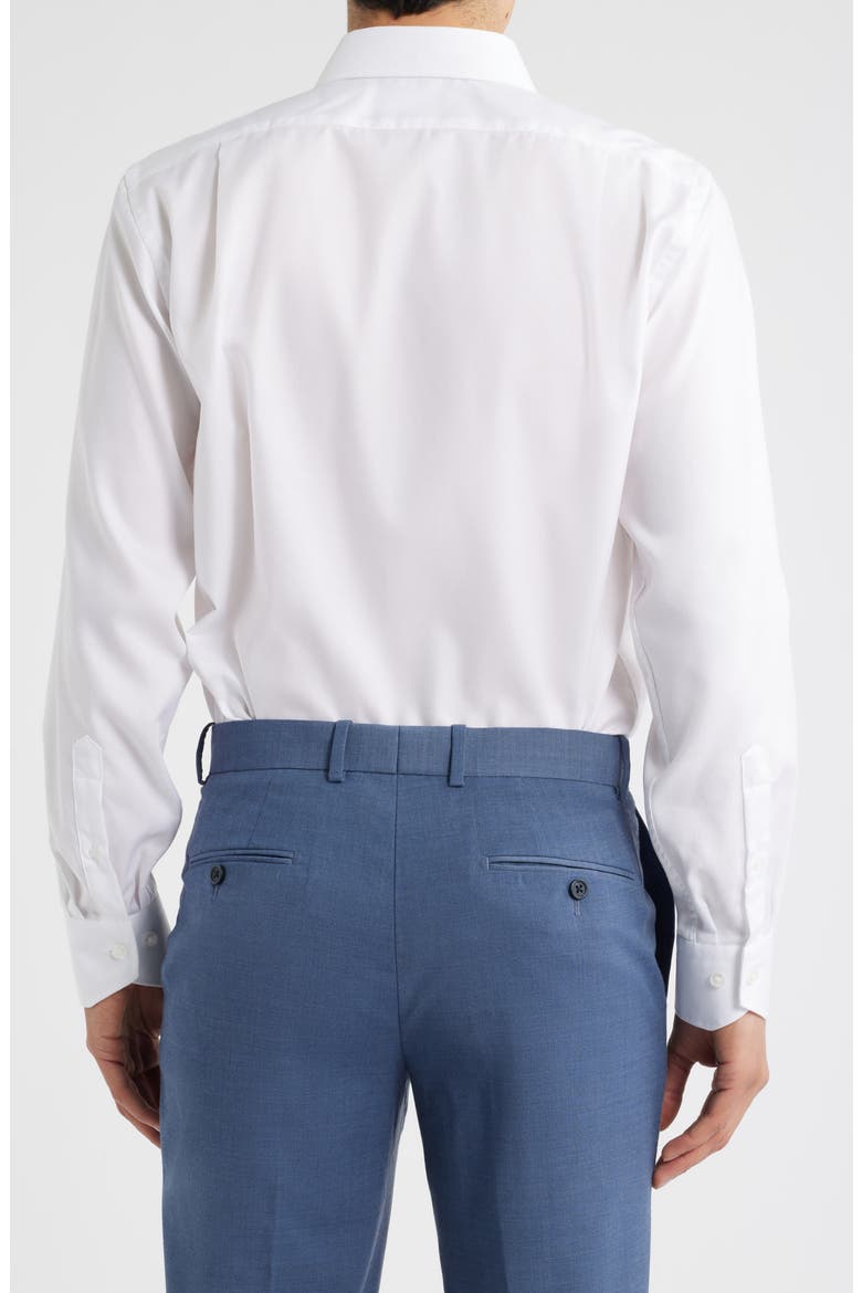 Trim Fit Diamond Textured White Cotton Dress Shirt, Alternate, color, WHITE