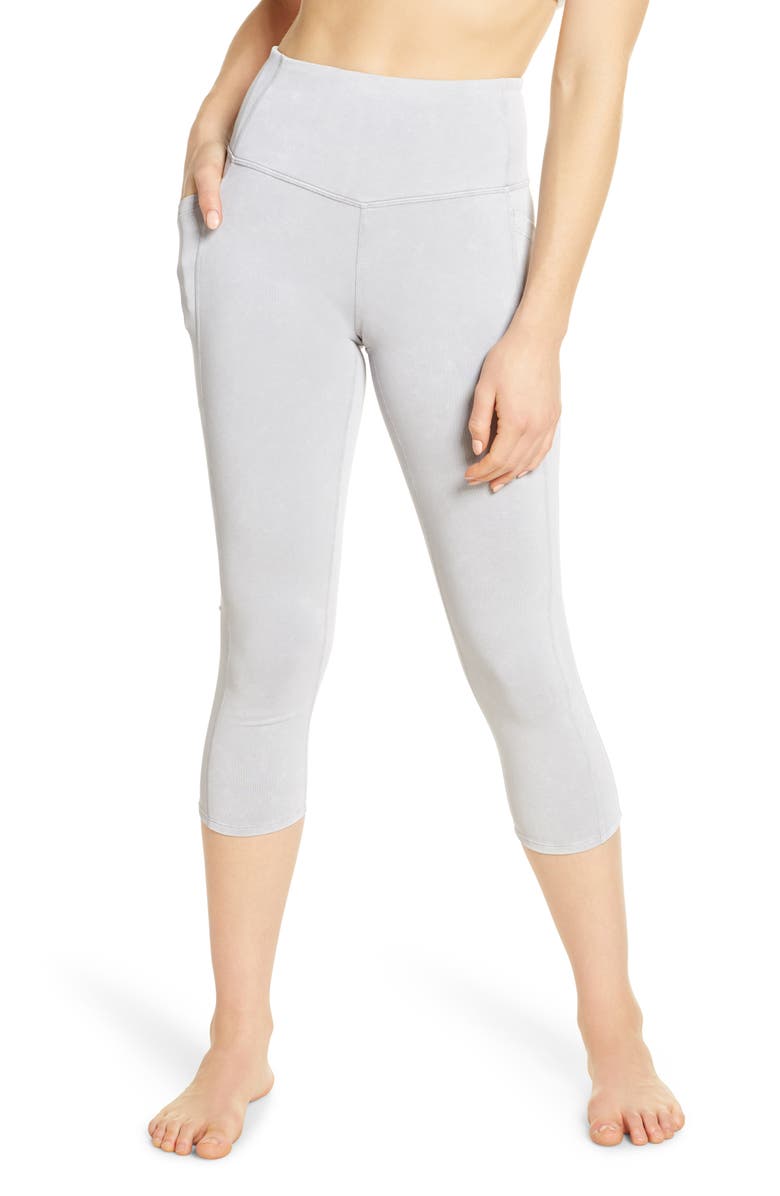 Zella Live In High Waist Stone Wash Pocket Crop Leggings, Main, color, 
