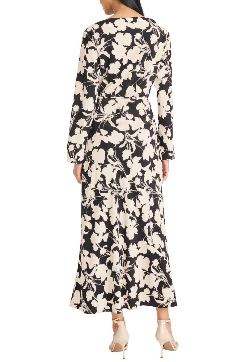 Floral Long Sleeve Maxi Dress, Alternate, color, BLACK/ CREAM