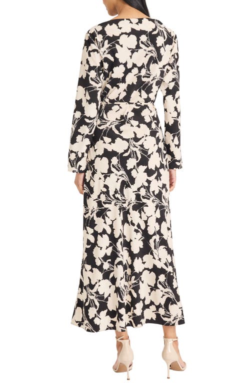 Donna Morgan For Maggy Floral Long Sleeve Maxi Dress In Black