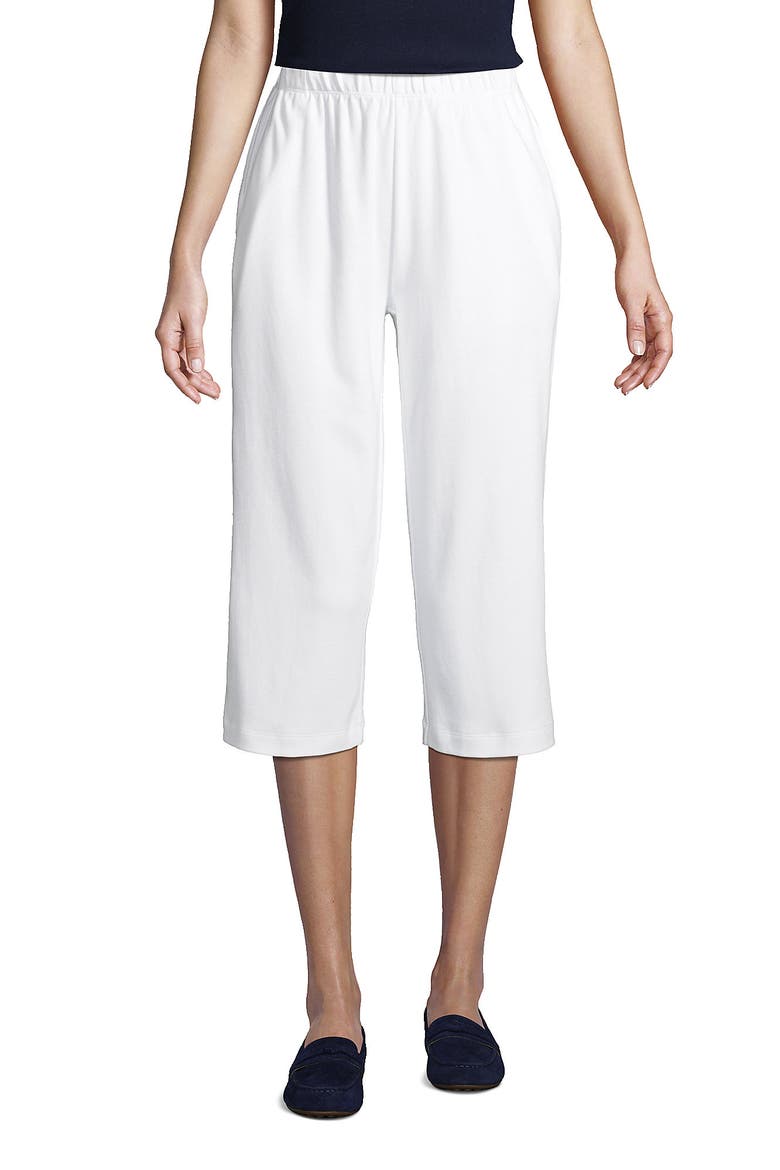 Sport Knit High Rise Elastic Waist Capri Pants, Main, color, White