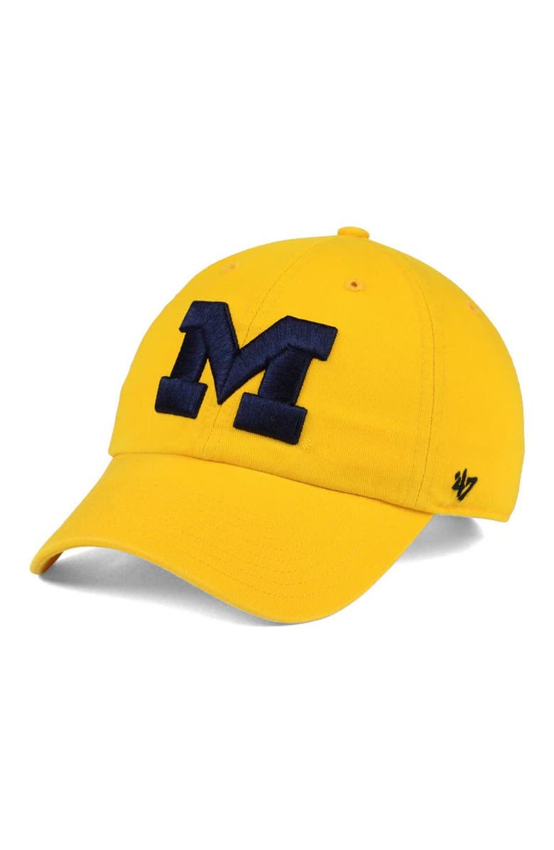 '47 Men's '47 Gold Michigan Wolverines Clean Up Adjustable Hat, Main, color,
