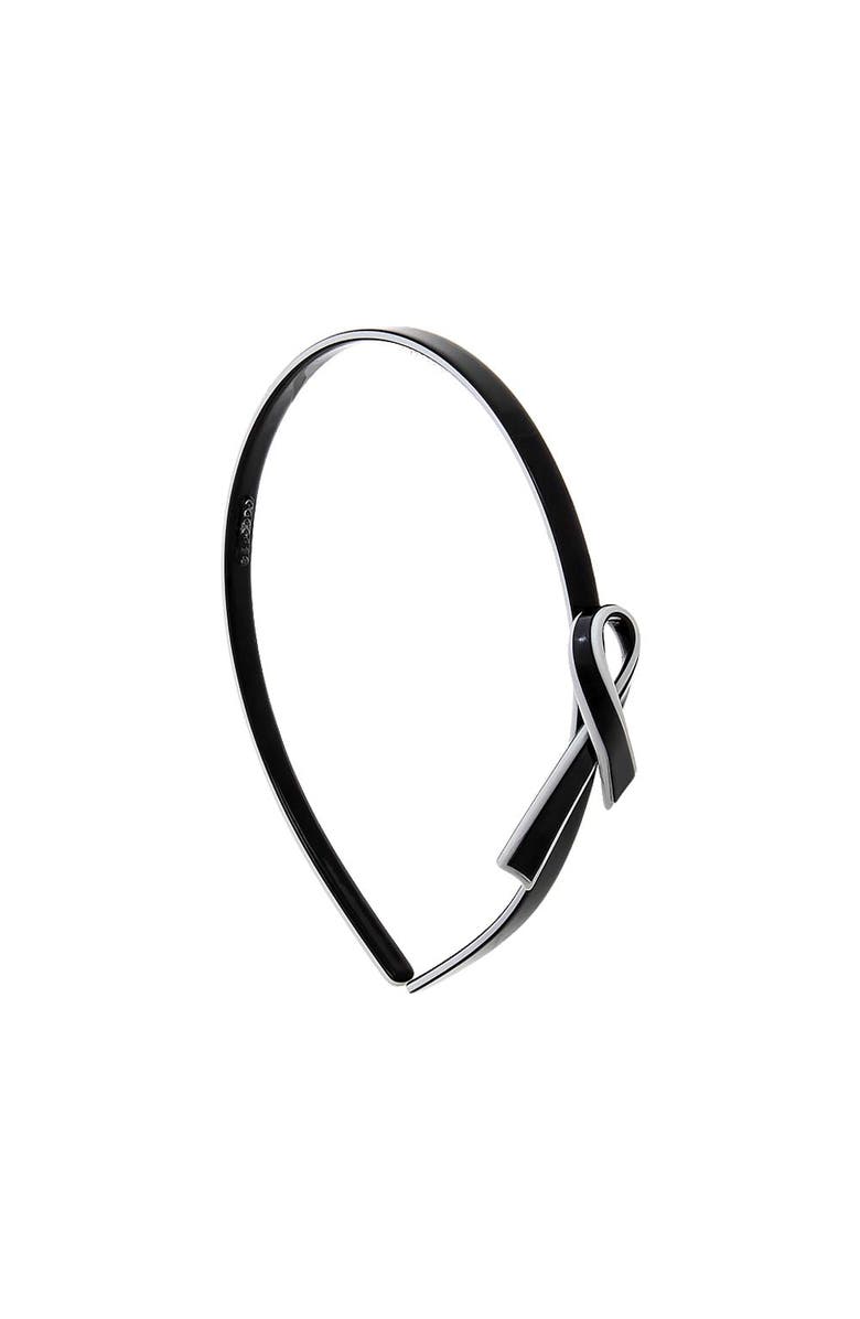 BY ADINA EDEN Two Tone Bow Ribbon Headband, Main, color, Black