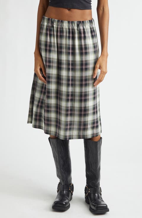 Izetta Check Midi Skirt