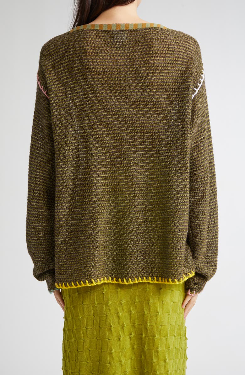 YanYan Netty Gusset Lambswool Blend Sweater, Alternate, color, Olive/ Porcupine