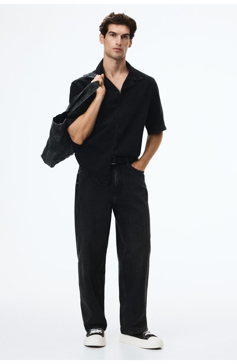 H&M Barrel Loose Jeans, Alternate, color, Denim Black