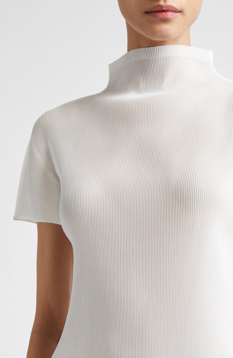 Pleats Please Issey Miyake Mist Basics Funnel Neck Top, Alternate, color, White