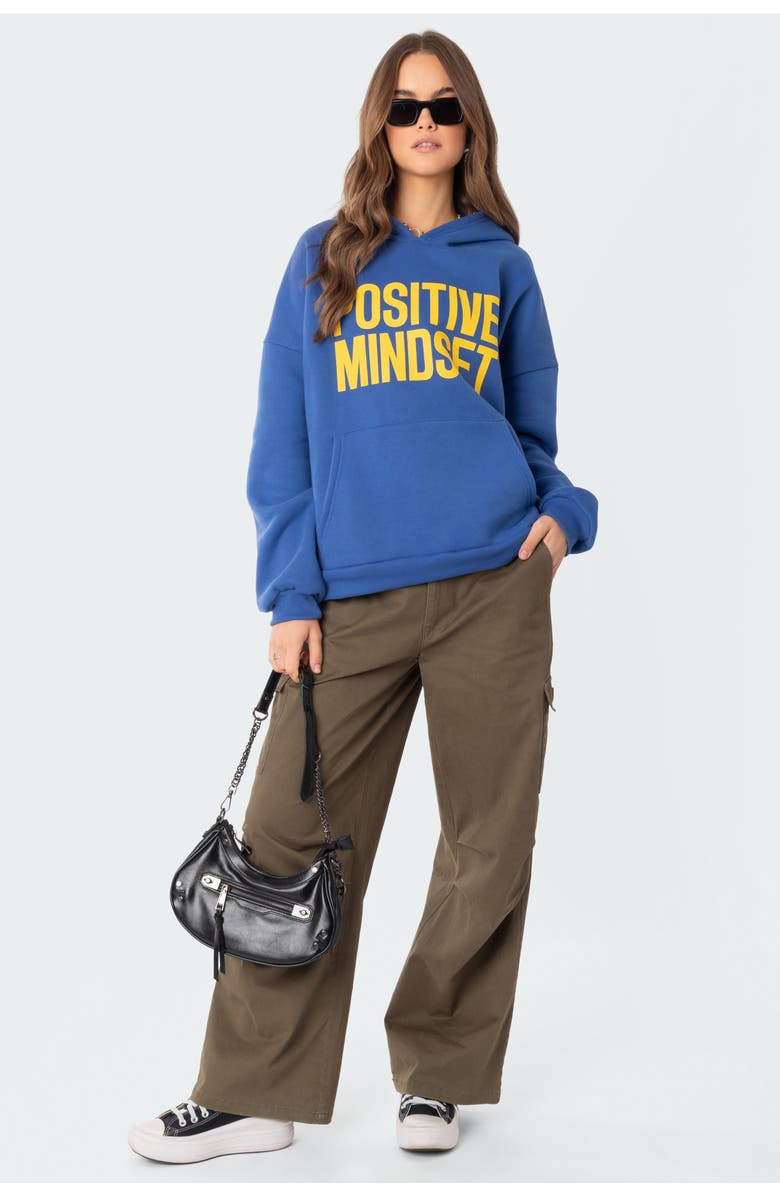 EDIKTED Stay Positive Oversize Graphic Hoodie, Alternate, color,