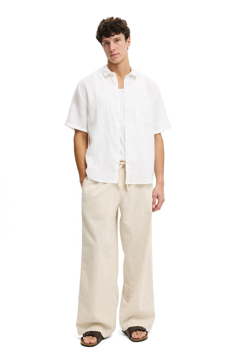 Cotton On Men's Relaxed Linen Short Sleeve Shirt, Alternate, color, White