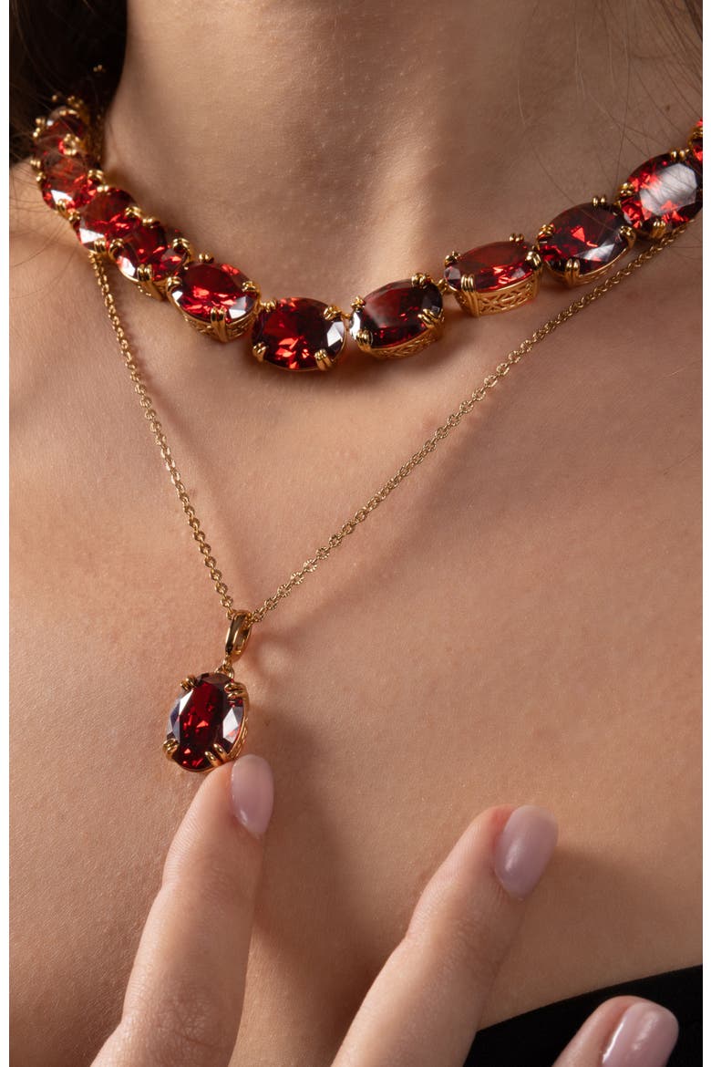 Cherry Glow Necklace, Alternate, color, Red & Gold