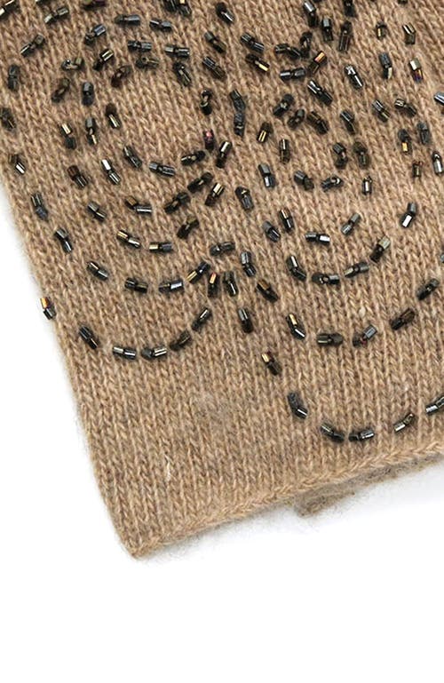 Portolano Cashmere Fingerless Gloves With Beads In Neutral