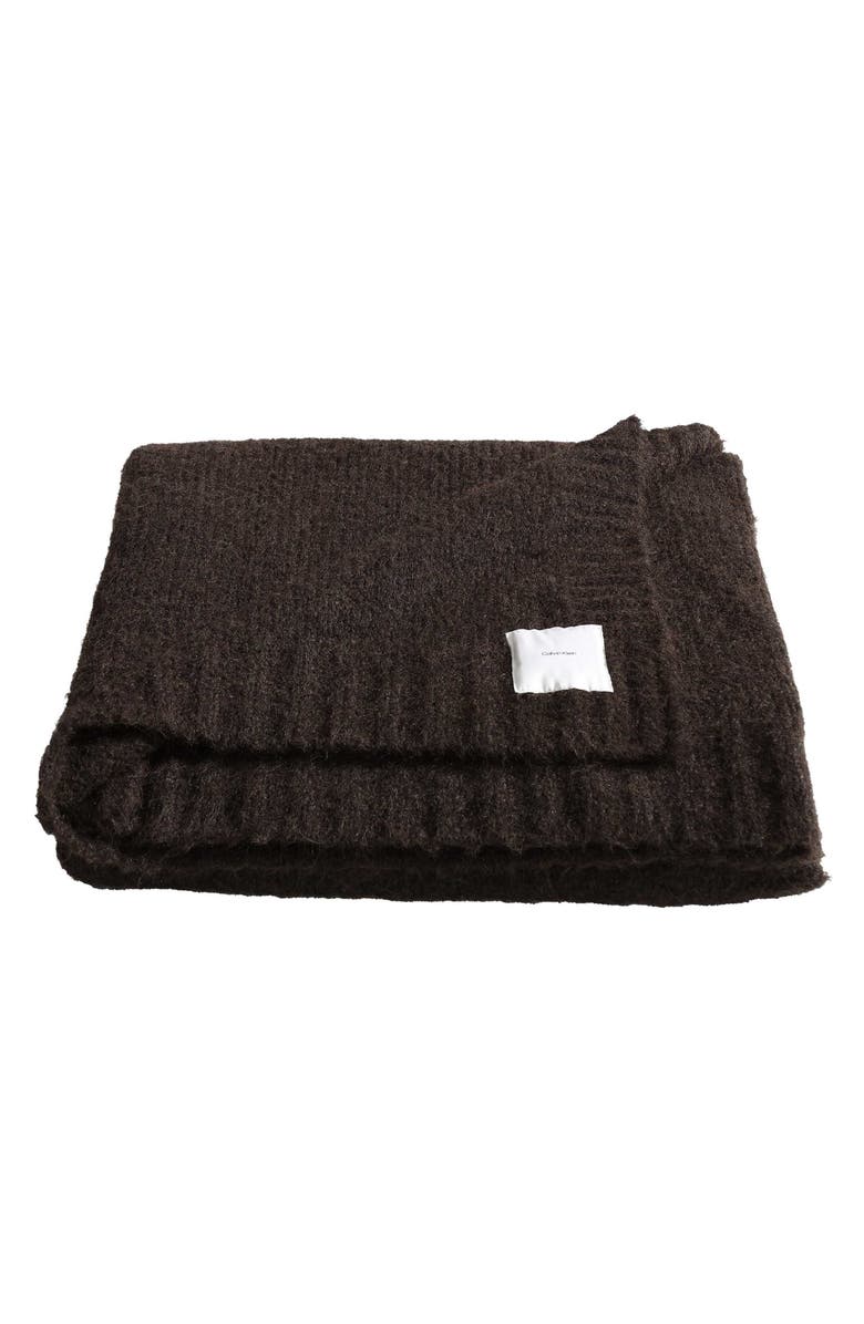 Calvin Klein Home Sweater Knit Throw Blanket, Main, color, Medium Brown