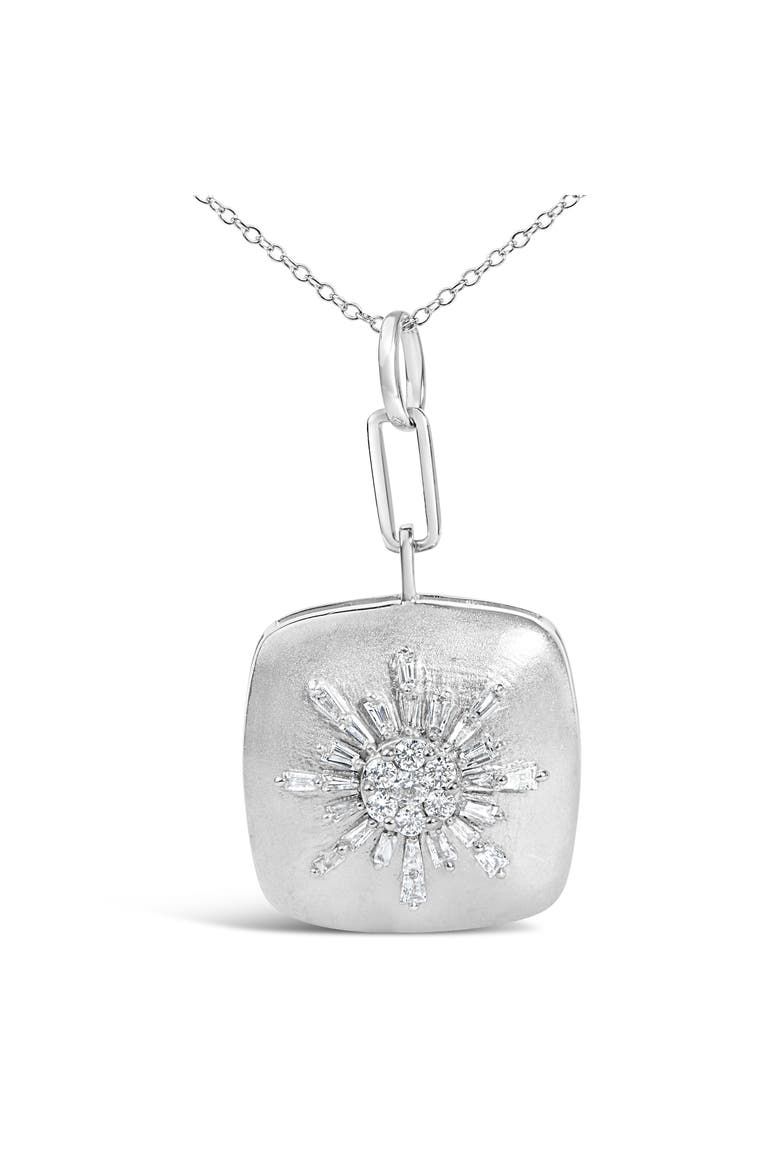 Sterling Silver 1/2 Cttw Diamond Sunburst Medallion Pendant Necklace, Alternate, color, Silver