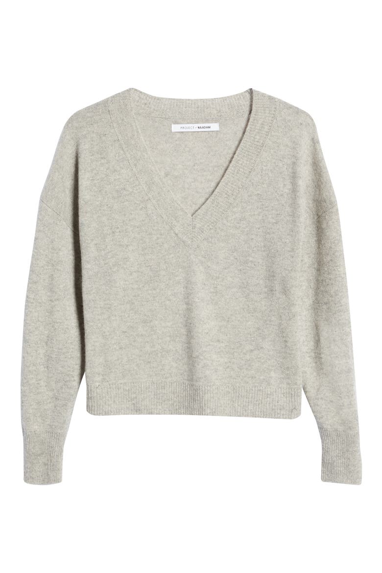 NAADAM V-Neck Cashmere Sweater, Alternate, color, CEMENT