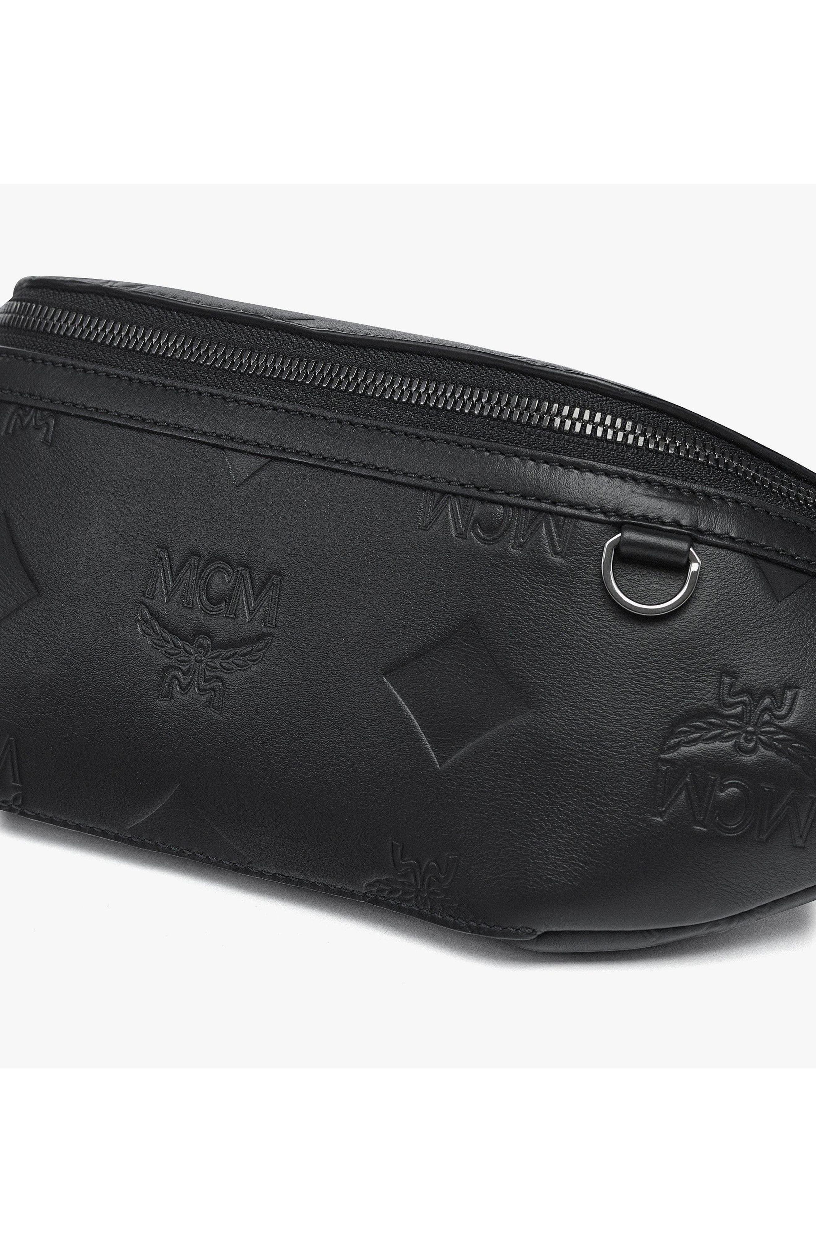 MCM Medium Fursten Belt Bag in Maxi Monogram Leather, Alternate, color, Black