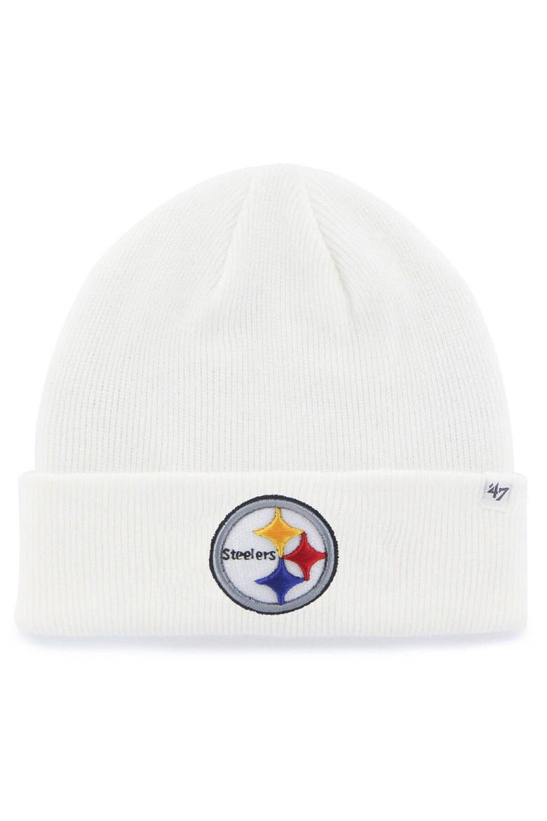 Men's '47 White Pittsburgh Steelers Secondary Basic Cuffed Knit Hat, Main, color, White