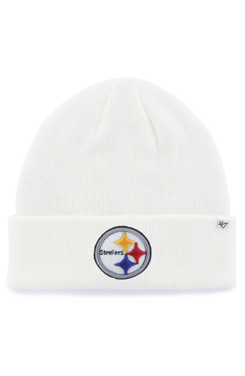 '47 Men's '47 White Pittsburgh Steelers Secondary Basic Cuffed Knit Hat, Main, color, 