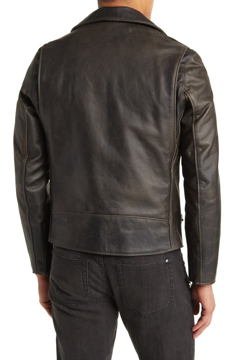 Cowhide Leather Moto Jacket, Alternate, color, GREY